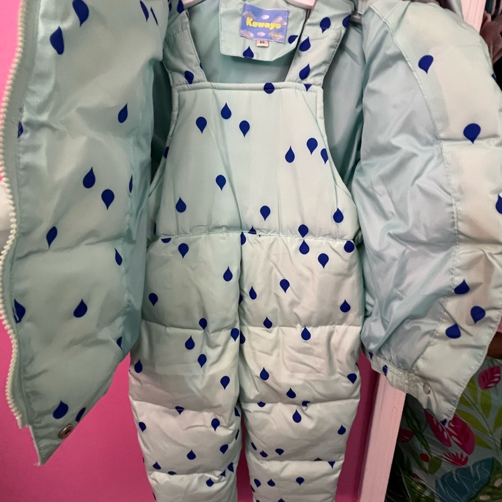Kawaya Kids Raindrop Snowsuit - Light Blue and Dark Blue
